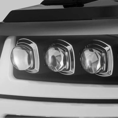 AlphaRex 07-13 Chevy Avalanche NOVA LED Proj Headlights Plank Style Matte Black w/Activ Light/DRL