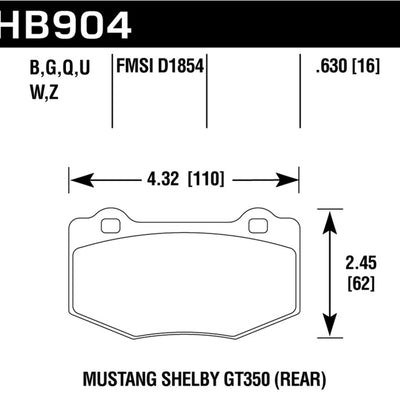 Hawk 15-17 Ford Mustang HPS 5.0 Rear Brake Pads
