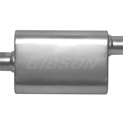 Gibson CFT Superflow Center/Offset Oval Muffler - 4x9x18in/2.25in Inlet/2.25in Outlet - Stainless