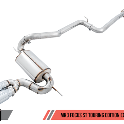 AWE Tuning Ford Focus ST Touring Edition Cat-back Exhaust - Resonated - Chrome Silver Tips