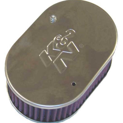 K&N Universal Custom Air Filter - Oval Shape 2in Neck Flange / 5.25in ID / 2.5in Height - Red