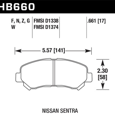 Hawk 09-10 Nissan Maxima / 08-10 Rogue / 07-09 Sentra SE-R / 10  Sentra SE-R M/T  Performance Cerami