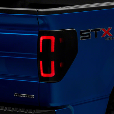 Raxiom 09-14 Ford F-150 Styleside Axial Series LED Tail Lights w/ Halo- Blk Housing (Smoked Lens)