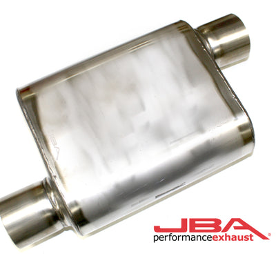 JBA Universal Chambered Style 304SS Muffler 11x9.75x4 3in Inlet Diameter Offset/Offset