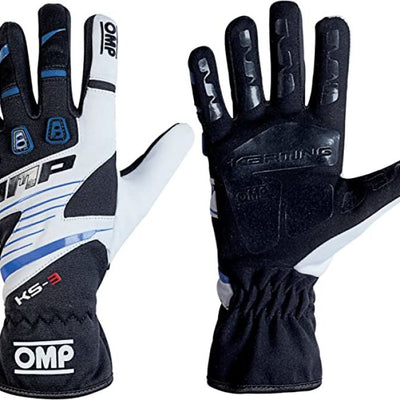 OMP KS-3 Gloves Black/W/Blue - Size XL