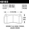 Hawk DTC-80 03-06 / 08-09 Dodge Viper / 88-92 Ferrari F40 / 95-97 F50 Race Brembo Brake Pads