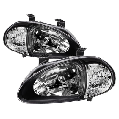 xTune Honda Del Sol 93-97 1Pc Crystal Headlights Black HD-ON-HDEL93-1P-BK