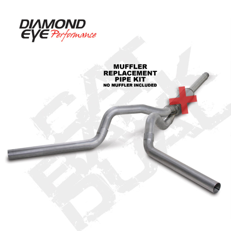 Diamond Eye KIT 4in Catback MFLR RPLCMENT PIPE DUAL AL: 94-97 FORD 7.3L F250/F350 PWRSTROKE
