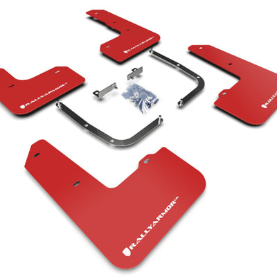 Rally Armor 19-22 Hyundai Veloster N Red UR Mud Flap w/ White Logo