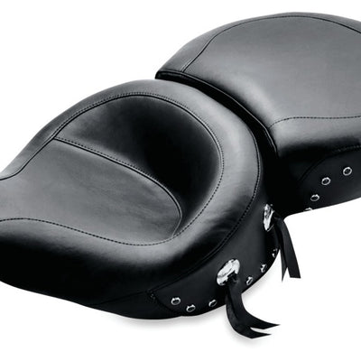 Mustang 94-96 Harley Road King Standard Touring 1PC Seat w/Black Pearl Studs - Black