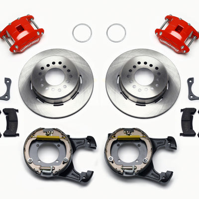 Wilwood D154 P/S Park Brake Kit Red 12 Bolt 2.81in Offset Staggered Shock
