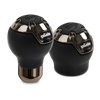 Momo Gotham Shift Knob - Black Leather, Dark Chrome Insert