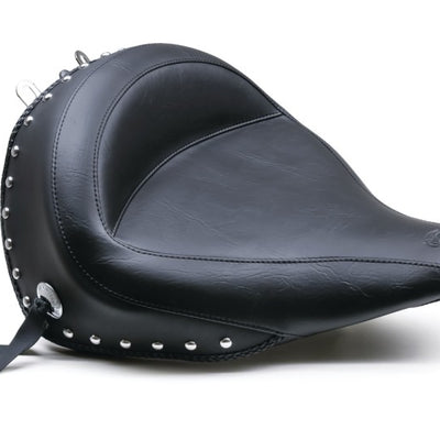 Mustang 00-15 Harley Softail Standard Rear Tire Wide Touring Solo Seat w/Studs - Black