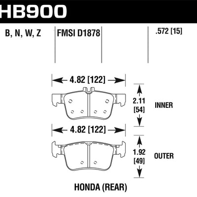Hawk 16-17 Honda Civic Performance Ceramic Street Rear Brake Pads