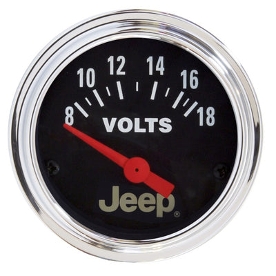 Autometer Jeep 52mm 8-18 Volts Short Sweep Electronic Voltmeter Gauge
