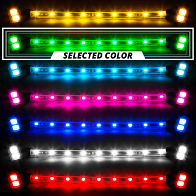 XK Glow Strips Single Color XKGLOW LED Accent Light Motorcycle Kit White - 8xPod + 2x8In