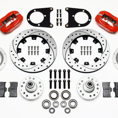 Wilwood Forged Dynalite Front Kit 12.19in Drilled Red 37-48 Ford Psgr. Car Spindle