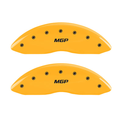 MGP 4 Caliper Covers Engraved Front & Rear MGP Yellow Finish Black Characters 00-06 Chevy Avalanche