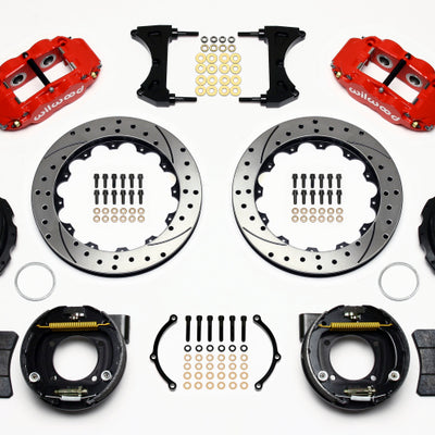 Wilwood Narrow Superlite 4R Rear P-Brk Kit 12.88in Drilled Red 58-64 Olds/Pontiac Ends 2.81in Offset