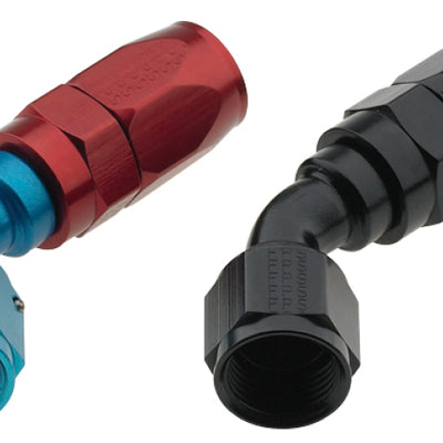 Fragola -8AN Fem x -6AN Hose 45 Degree Reducing Hose End - Blue/Red