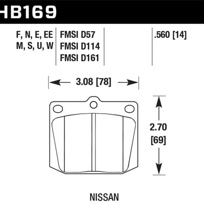 Hawk Nissan 810/240Z/260Z/280Z/620 / Toyota Corona/Cressida/Crown/PU DTC-70 Front Race Brake Pads