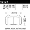 Hawk 96 & 00-02 Dodge Viper GTS/00-02 Viper RT 10 / 00 Ford Mustang SVT Cobra Race DTC-30 Brake Pads