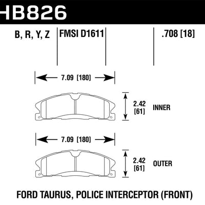 Hawk 13-16 Ford Taurus SHO / 13-16 Lincoln MKS Performance Ceramic Street Front Brake Pads