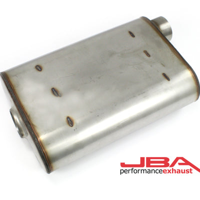 JBA Universal Chambered Style 304SS Muffler 14x9.75x4 2.5in Inlet Diameter Offset/Offset
