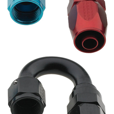 Fragola -8AN Fem x -6AN Hose 180 Degree Reducing Hose End - Blue/Red