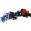 New Ray Toys Kenworth W900 with Flatbed, Tractor and Round Haybales/ Scale - 1:32