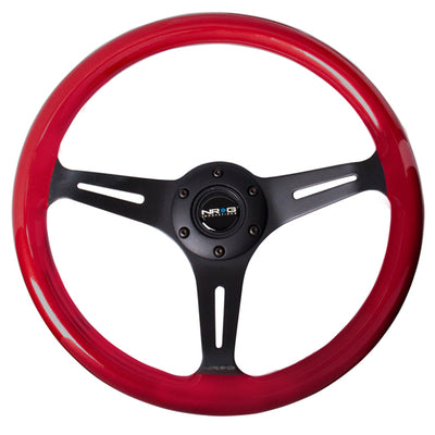 NRG Classic Wood Grain Steering Wheel (350mm) Red Pearl/Flake Paint w/Black 3-Spoke Center