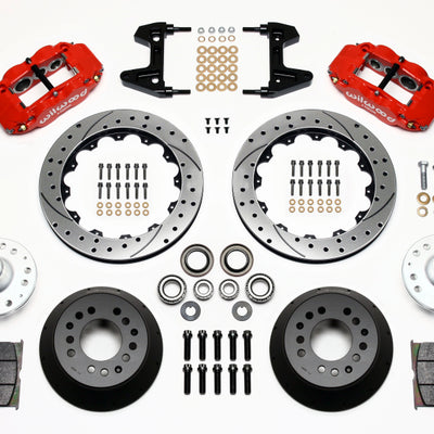 Wilwood Narrow Superlite 6R Front Hub Kit 12.88in Drill Red 74-80 Pinto/Mustang II Disc Spindle only
