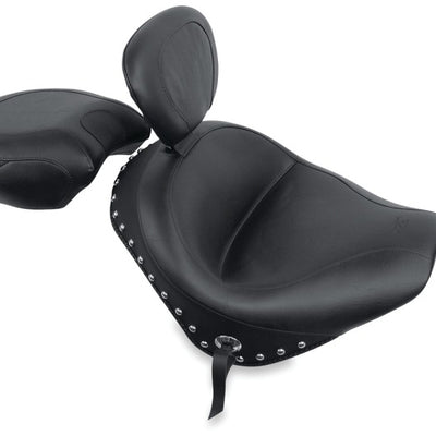 Mustang 02-09 Honda VTX1300 Retro, S ,T Wide Touring 2PC Seat w/Driver Backrest Studs - Black