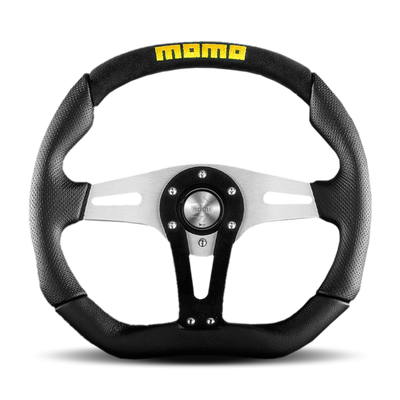 Momo Trek Steering Wheel 350 mm - Black AirLeather/Brshd Al Spokes
