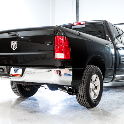 AWE Tuning 09-18 RAM 1500 5.7L (w/o Cutout) 0FG Single Side Exit Cat-Back Exhaust - Diamond Blk Tips
