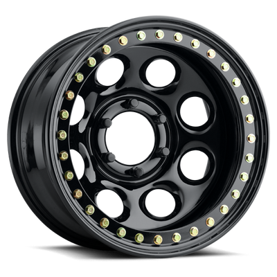 Raceline RT81 Rock 8 16x8in / 5x139.7 BP / -19mm Offset / 107.95mm Bore - Gloss Black Beadlock Wheel