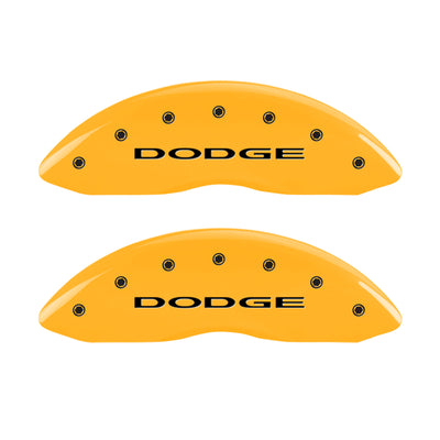 MGP 4 Caliper Covers Engraved Front & Rear With out stripes/Dodge Yellow finish black ch