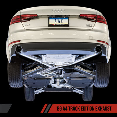 AWE Tuning Audi B9 A4 Track Edition Exhaust Dual Outlet - Chrome Silver Tips (Includes DP)