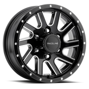 Raceline 820M Twisted 16x6in / 8x165.1 BP / 0mm Offset / 4.90mm Bore - Black & Machined Wheel