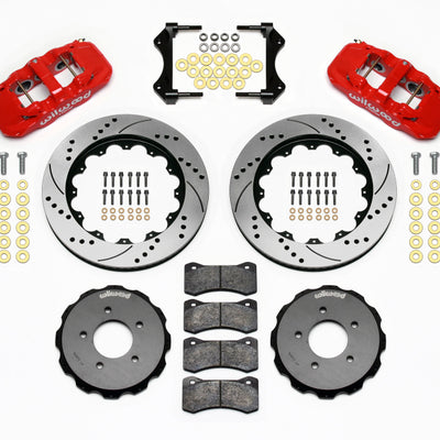 Wilwood AERO6 Front Hat Kit 14.00 Drilled Red 99-06 BMW E46