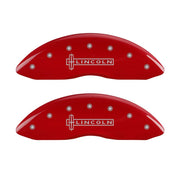 MGP 4 Caliper Covers Engraved Front Lincoln Engraved Rear MKS Red finish silver ch