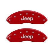 MGP Front set 2 Caliper Covers Engraved Front JEEP Red finish silver ch