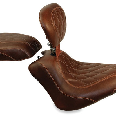 Mustang 11-13 Harley Blackline,12-17 Slim/Slim S Wide Tripper Solo Seat - Distessed Brown