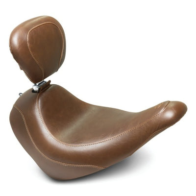 Mustang 18-21 Harley Low Rider, Sport Glide Wide Tripper Solo Seat w/Driver Backrest - Brown