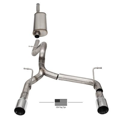 Corsa 2018-2025 Jeep Wrangler JLU 3.6L 2.75in Sport Cat-Back Exhaust w/ American Flag Tips