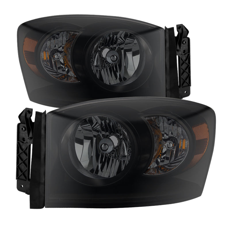 xTune Dodge Ram 1500 06-08 Amber Crystal Headlights Black Smoked HD-JH-DR06-AM-BSM