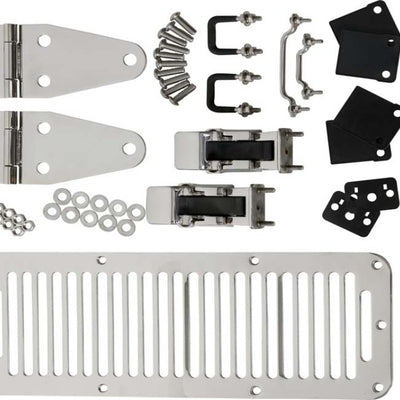 Kentrol 78-95 Jeep CJ/Wrangler YJ Hood Kit With TJ Style Hood Catch - Polished Silver