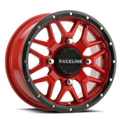 Raceline A94R Krank 14x7in / 4x156 BP / 10mm Offset / 132.5mm Bore - Red & Black Lip Wheel