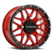 Raceline A94R Krank 14x7in / 4x156 BP / 38mm Offset / 132.5mm Bore - Red & Black Lip Wheel