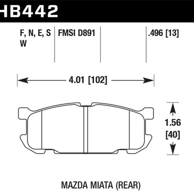 Hawk 01-02 Miata w/ Sport Suspension HP+  Street Rear Brake Pads (D891)